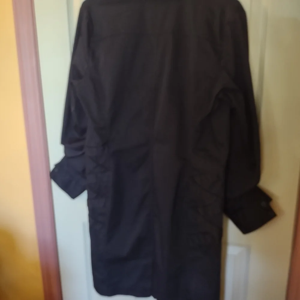 Nicole Miller Black Button Up Trench Coat Style Shirt Size 12 - Picture 5 of 5
